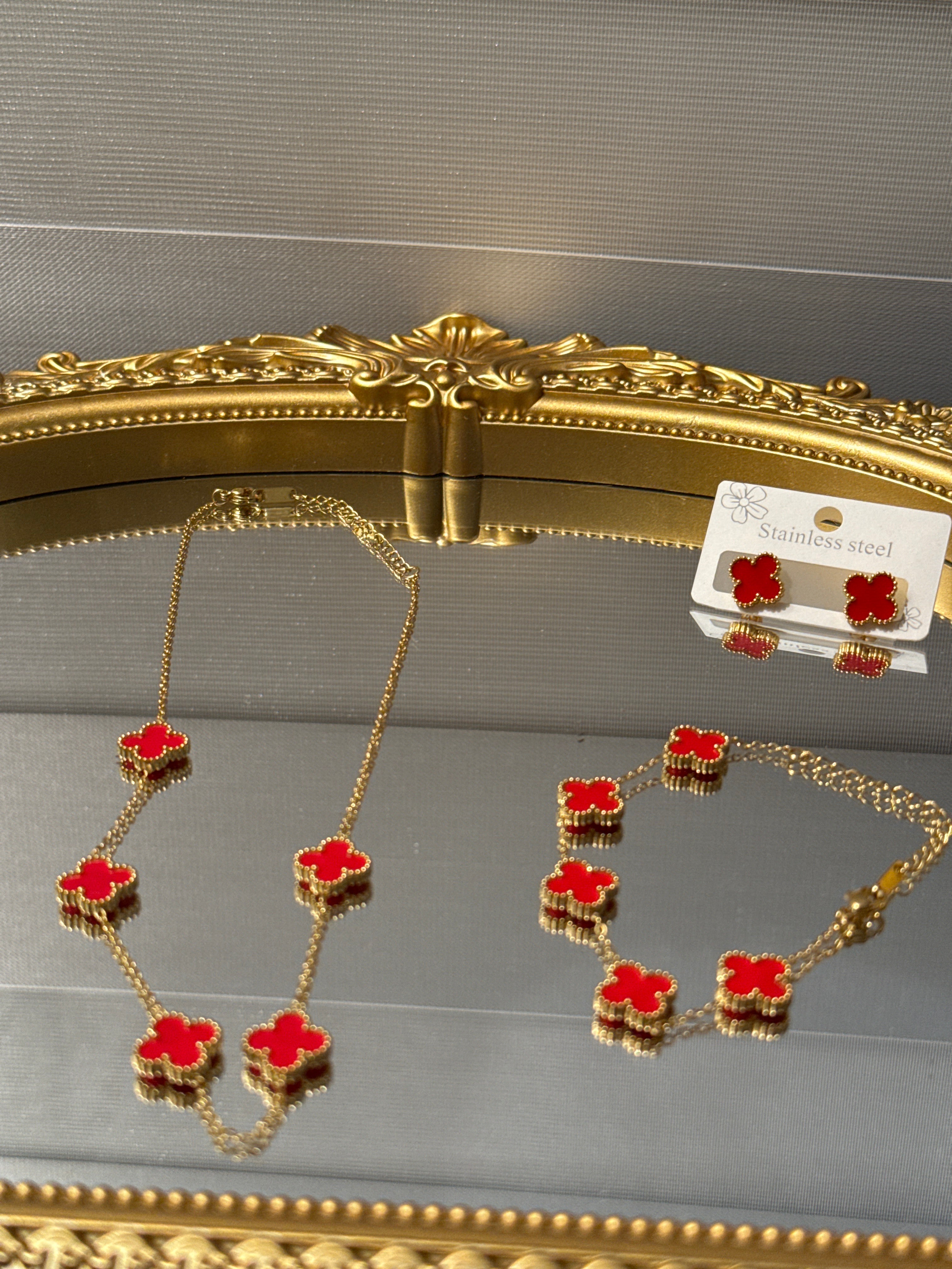 Necklace set flower red