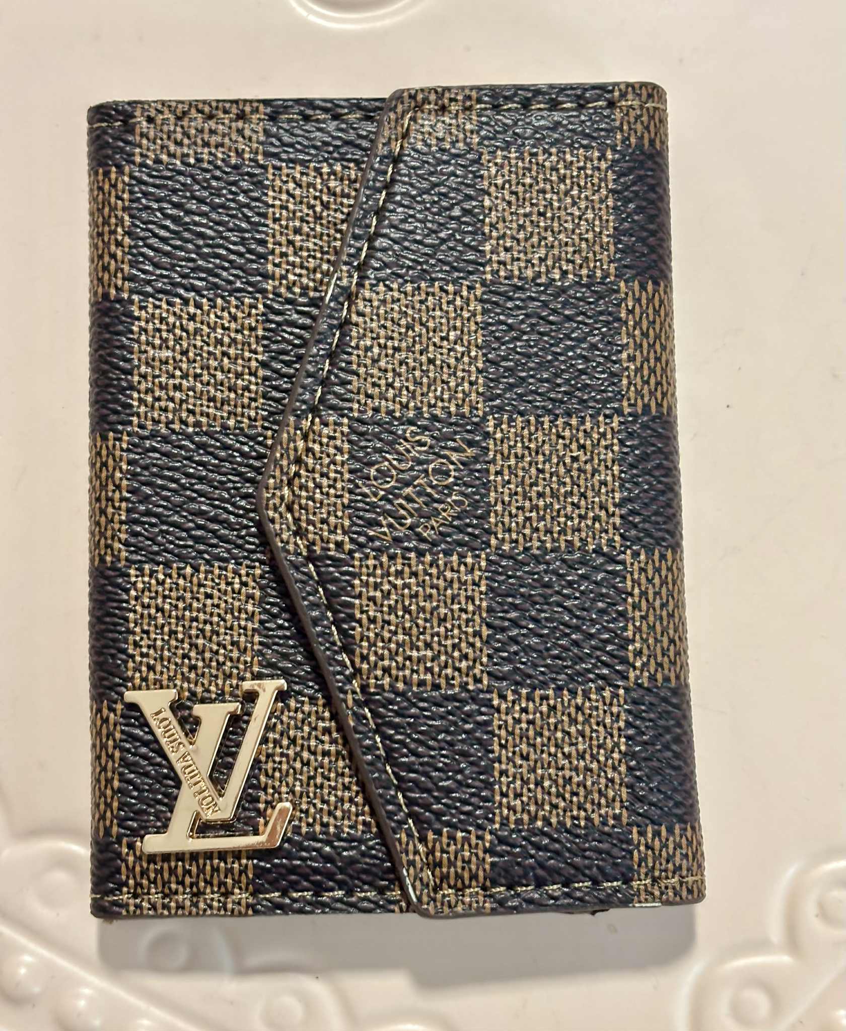 Card holder L accordion brown checker