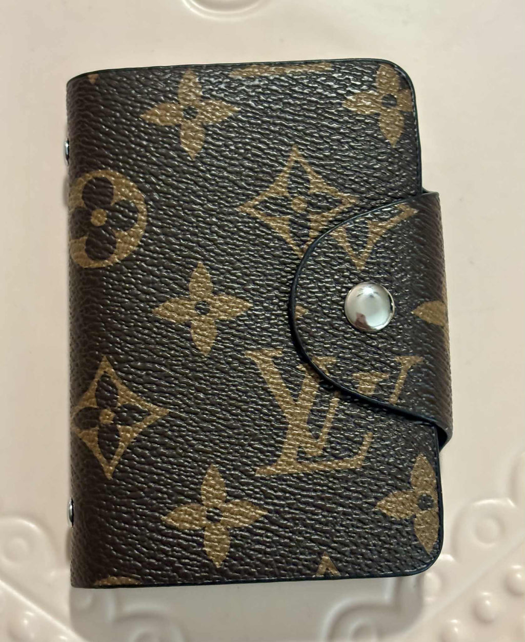 Card holder L plastic brown