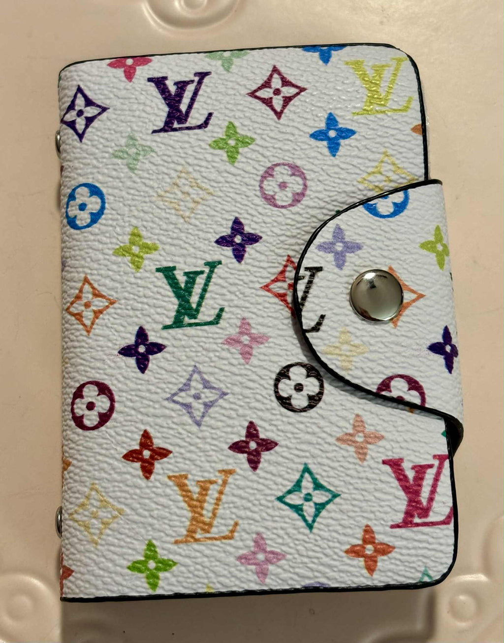 Card holder L plastic multi white