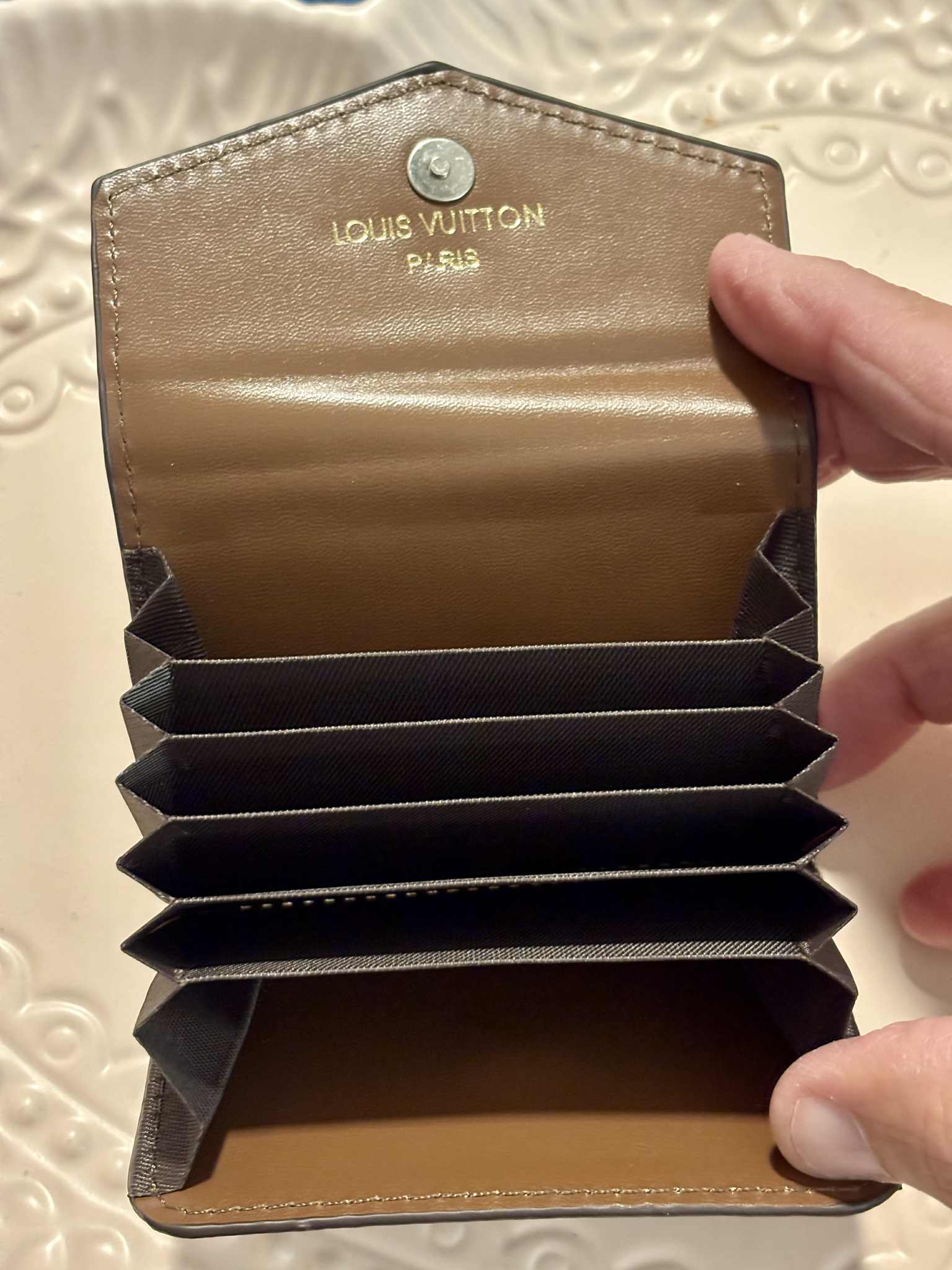 Card holder L accordion brown checker