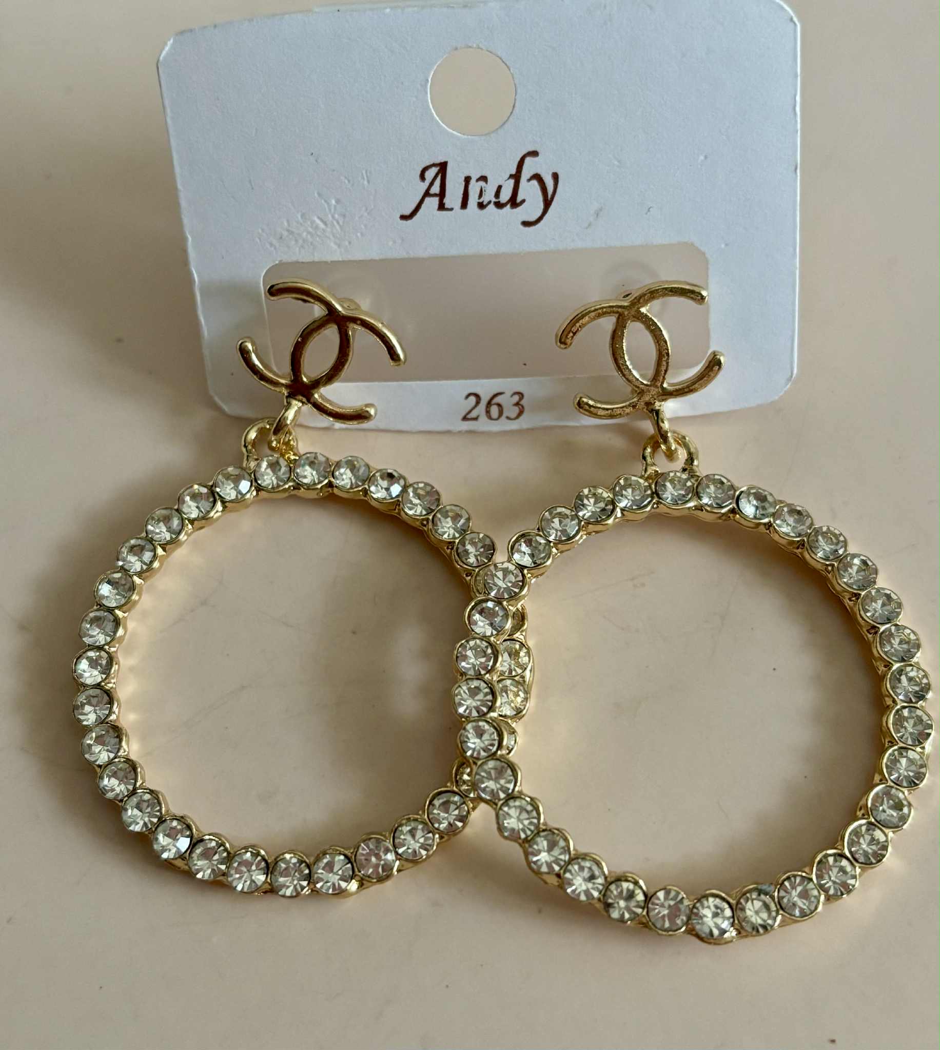 Earrings C big hoop bling gold