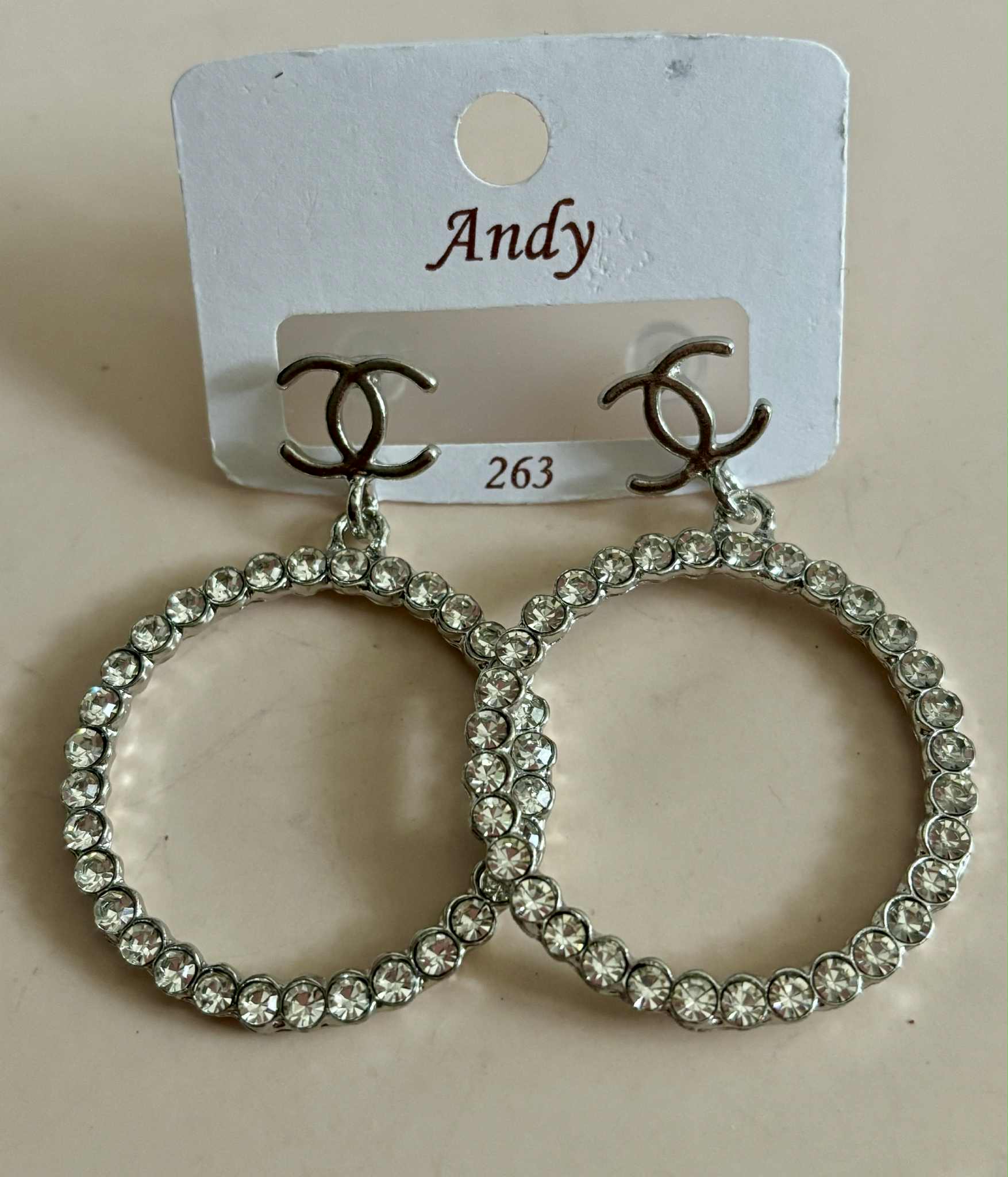 Earrings C big hoop bling silver