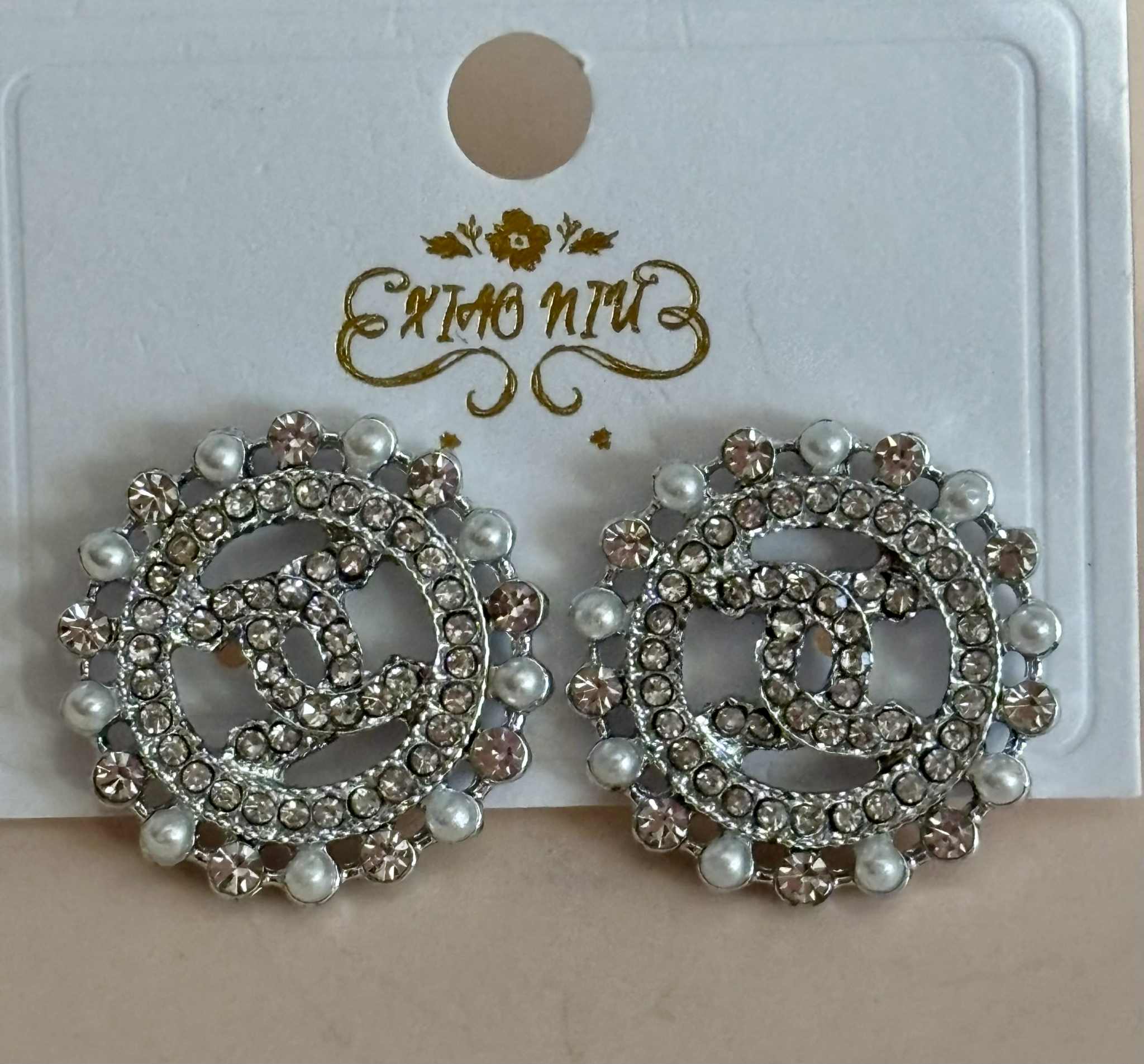 Earrings C round bling silver