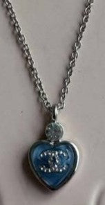 Necklace C heart blue silver