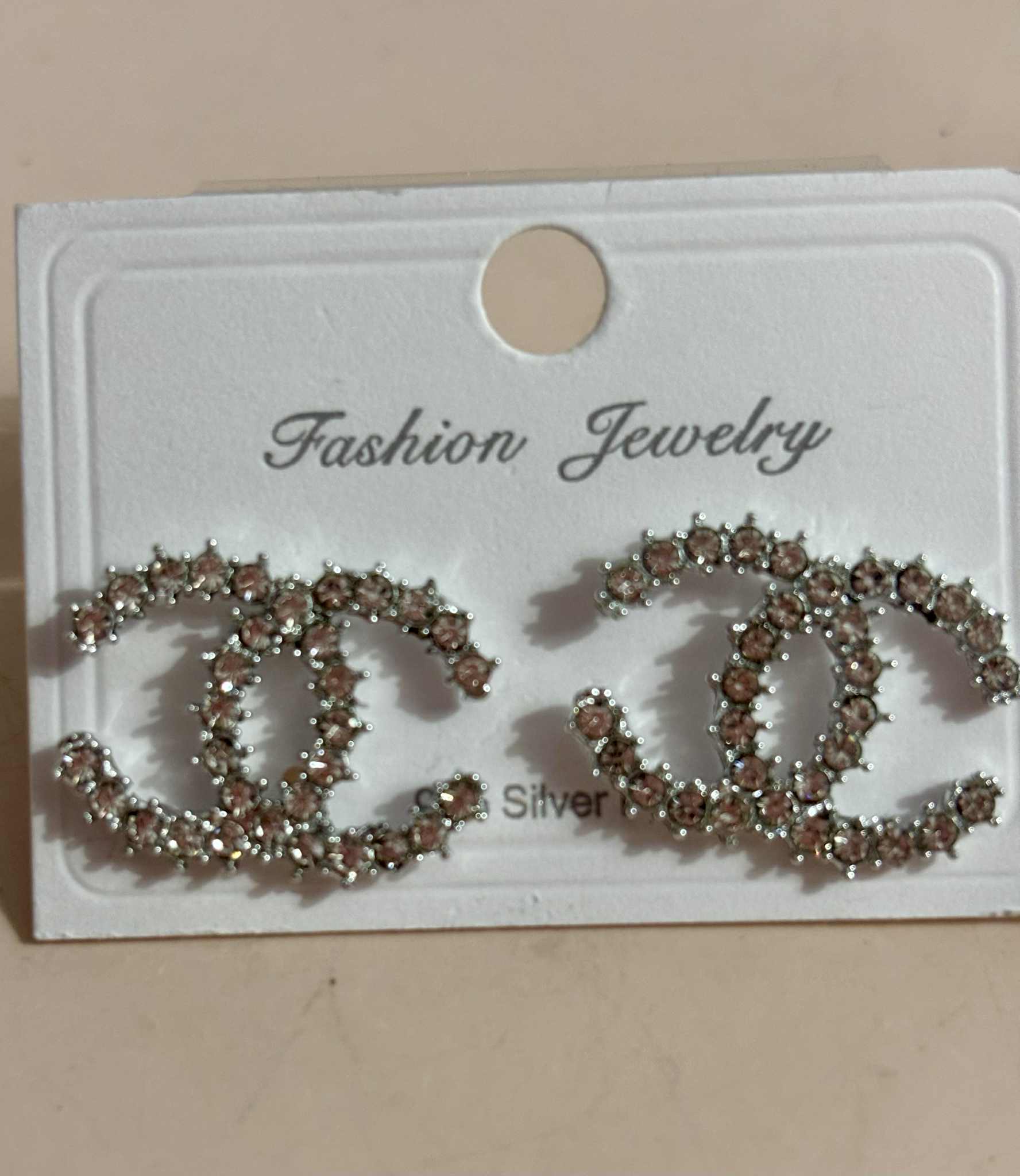Earrings C med bling silver