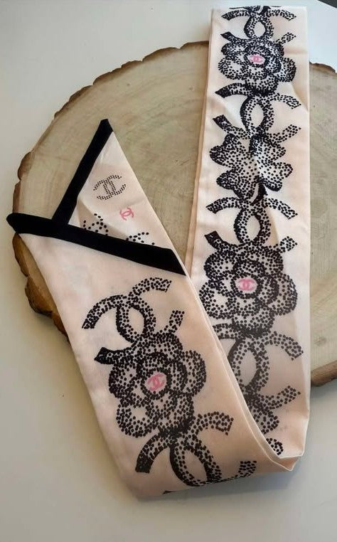 Purse scarf C pink big flower
