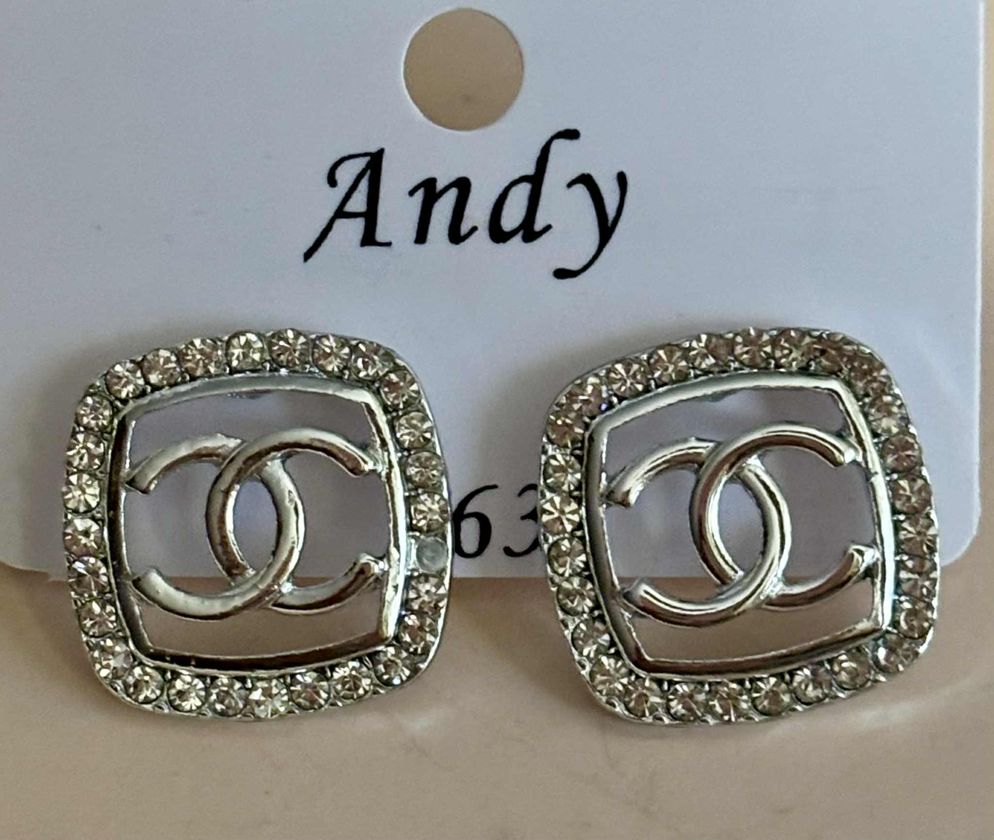 Earrings C square silver