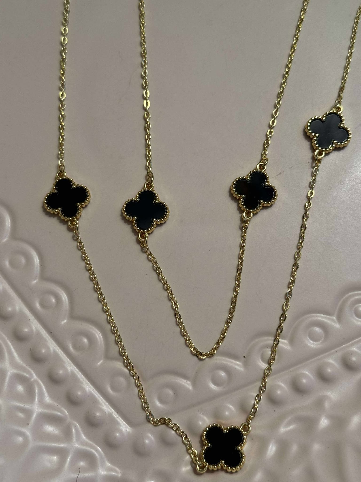 Necklace flower dbl black