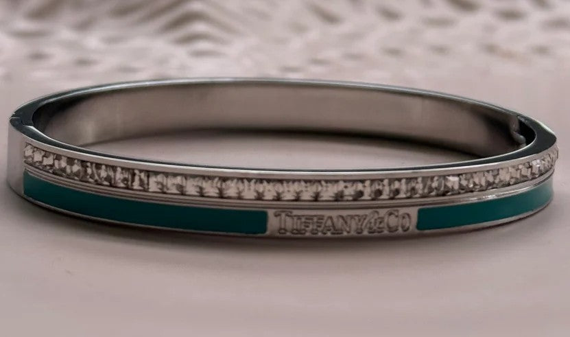 Bangle T green silver