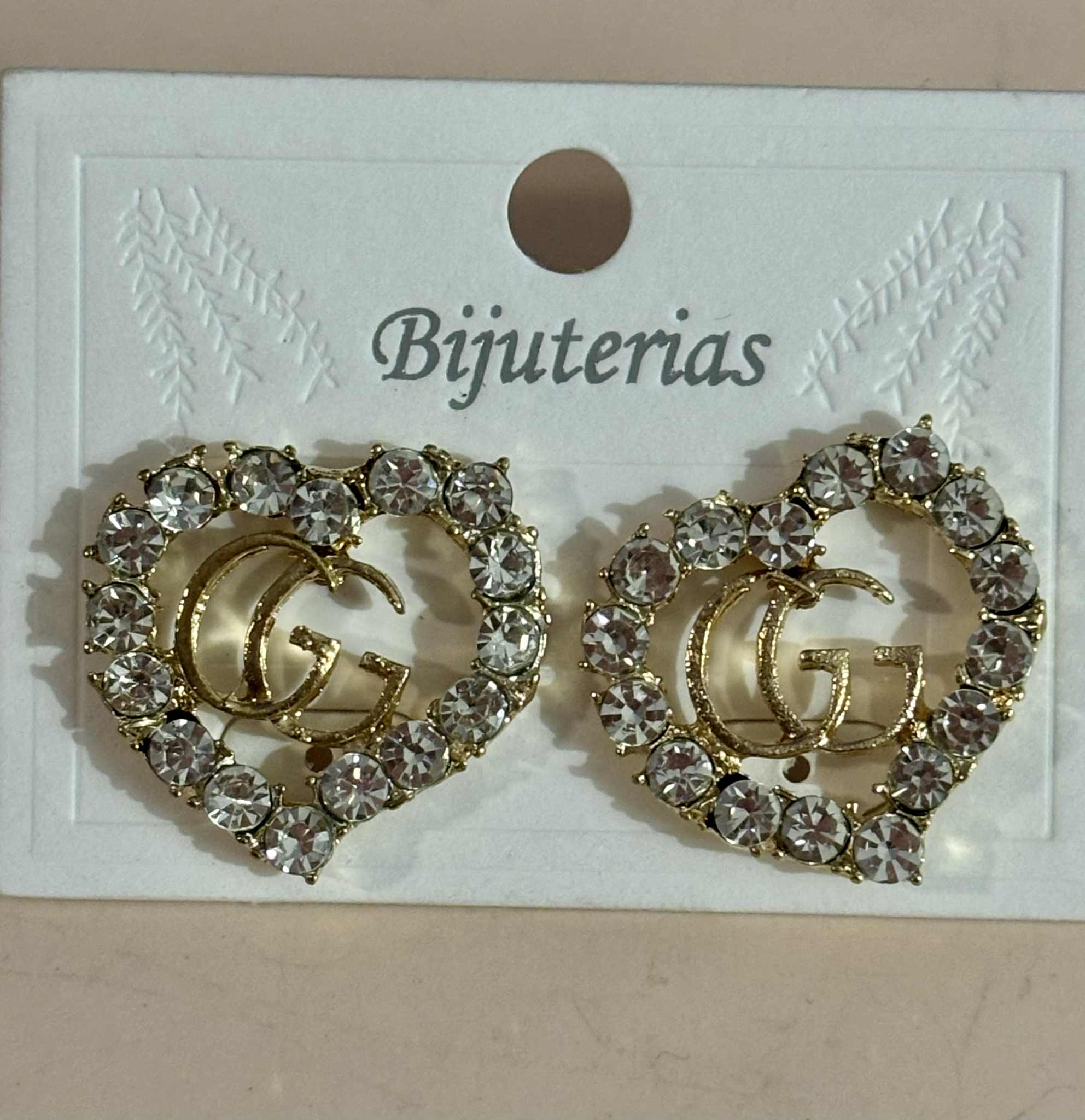Earrings G bling heart gold