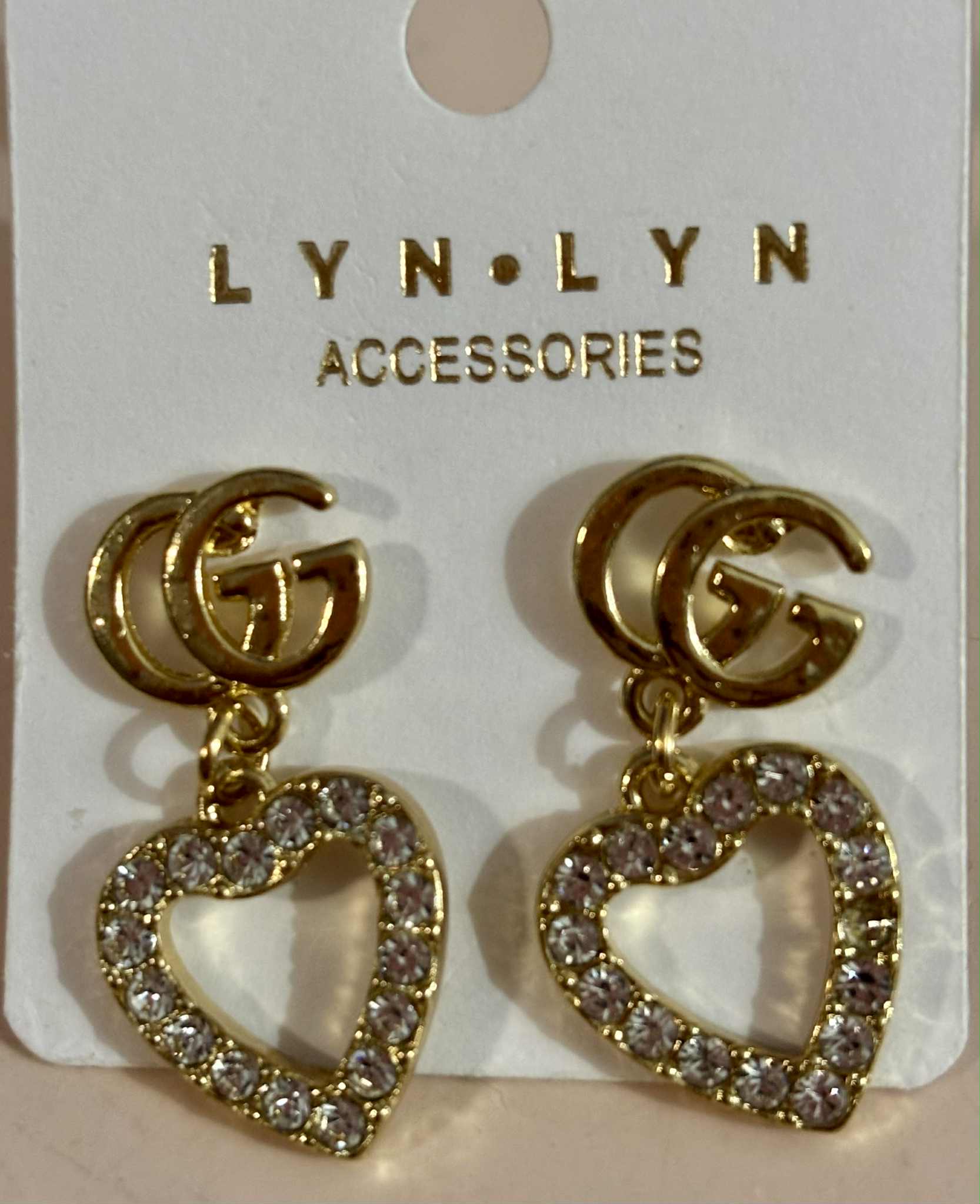 Earrings G dangle heart gold