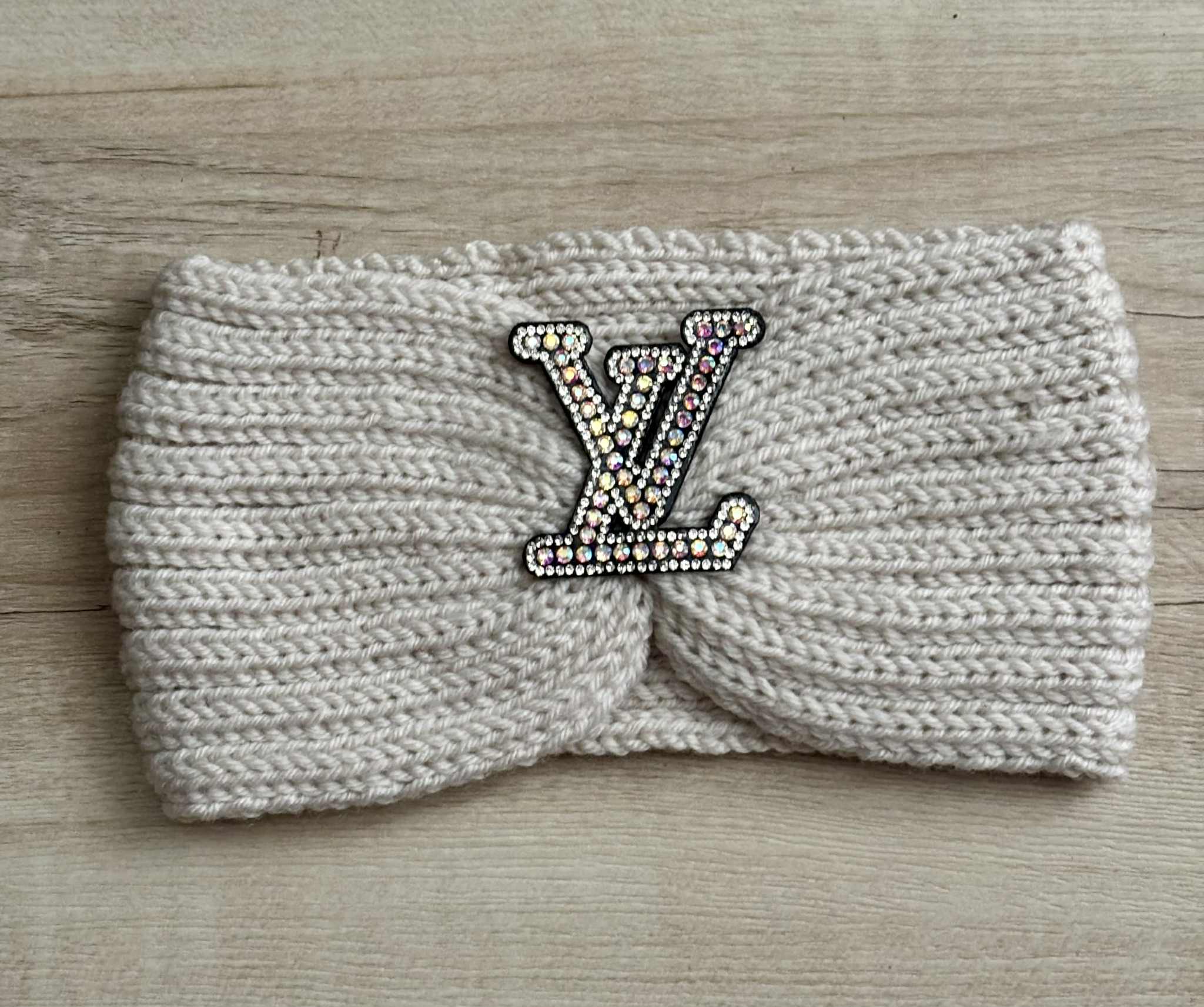 Headband knitted L beige