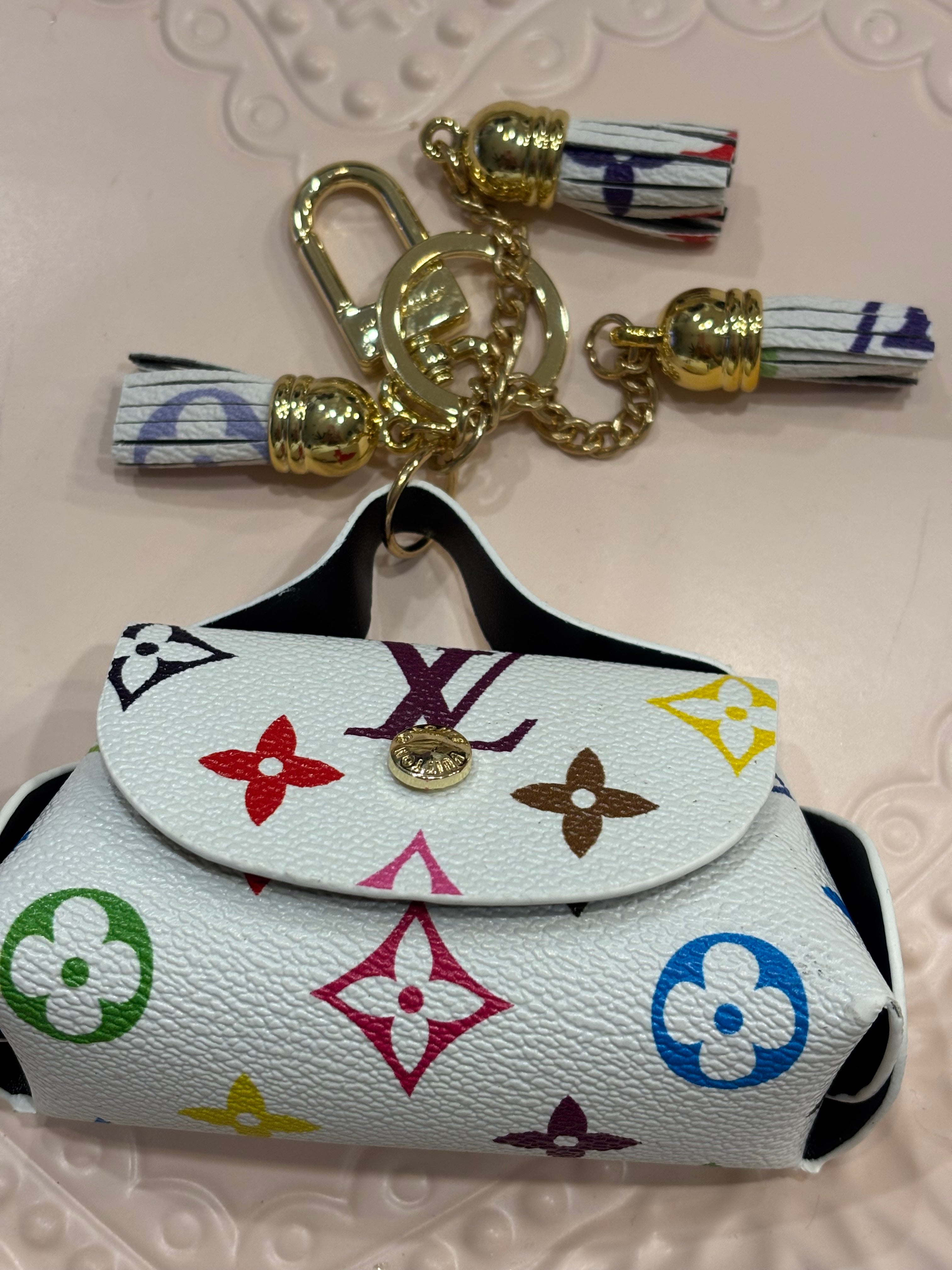 Purse charm L white multi