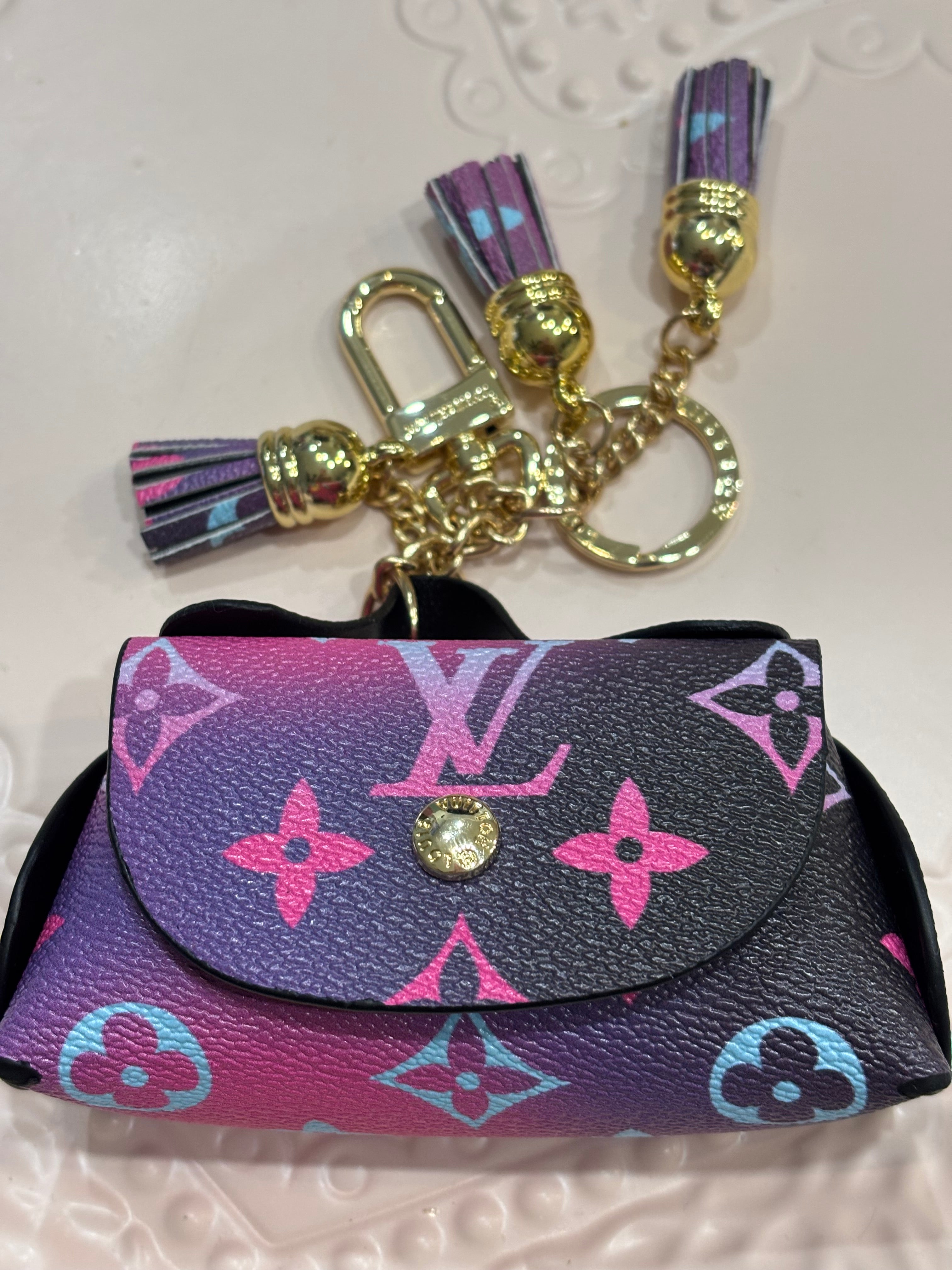 Purse charm L hot pink/purple