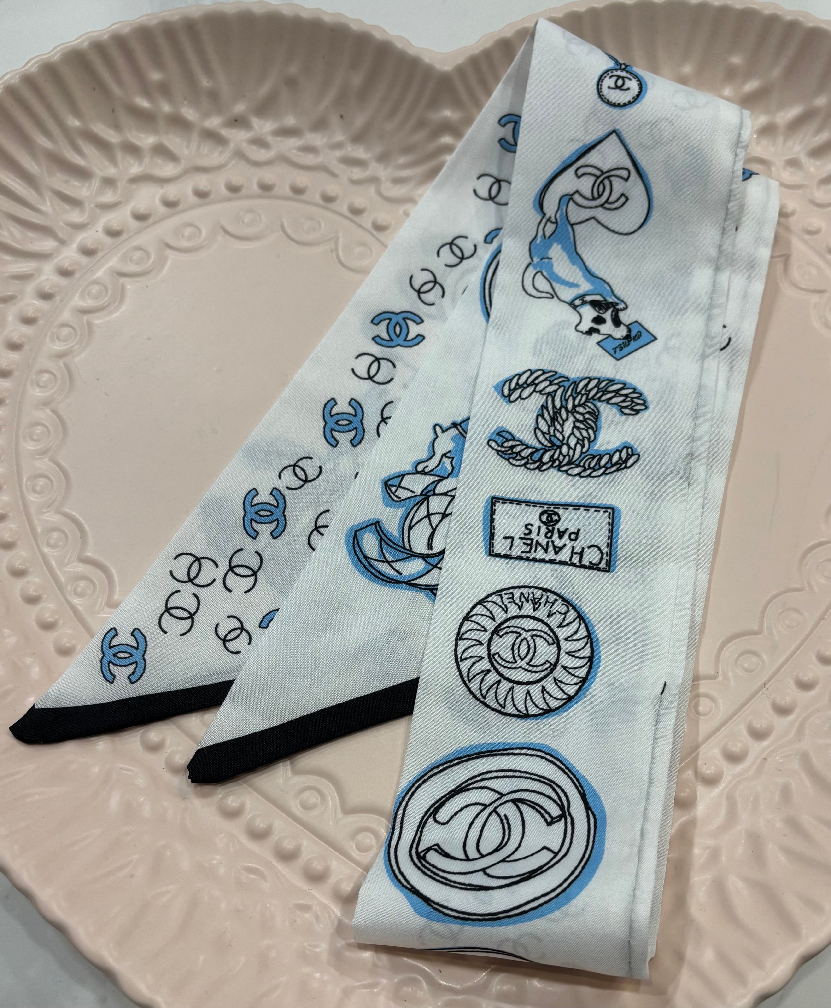Purse scarf C blue dog