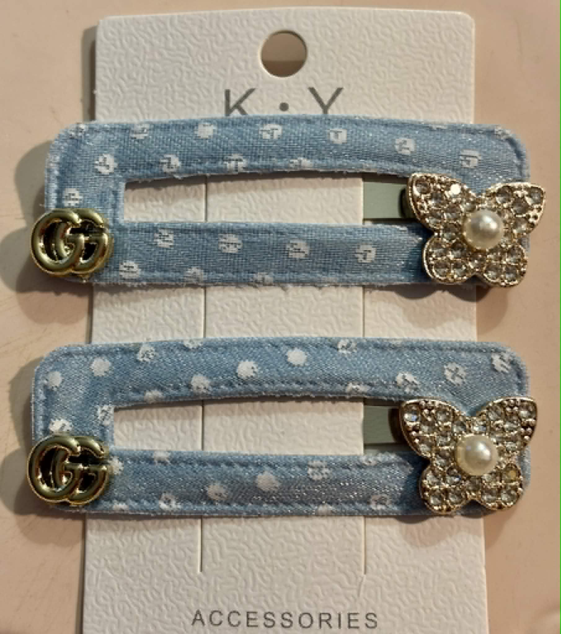 Hair clips jean G butterfly