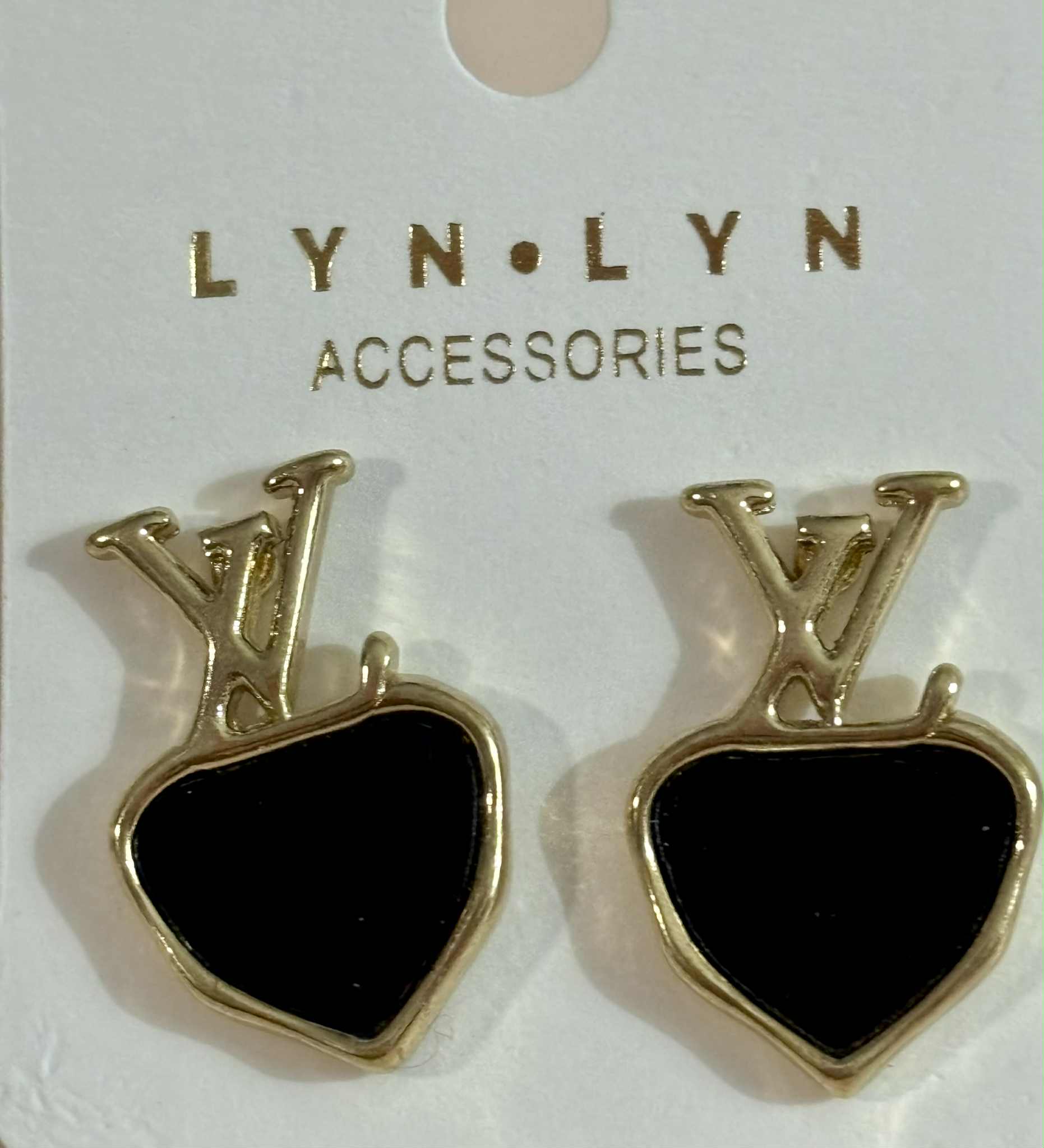 Earrings L black heart gold