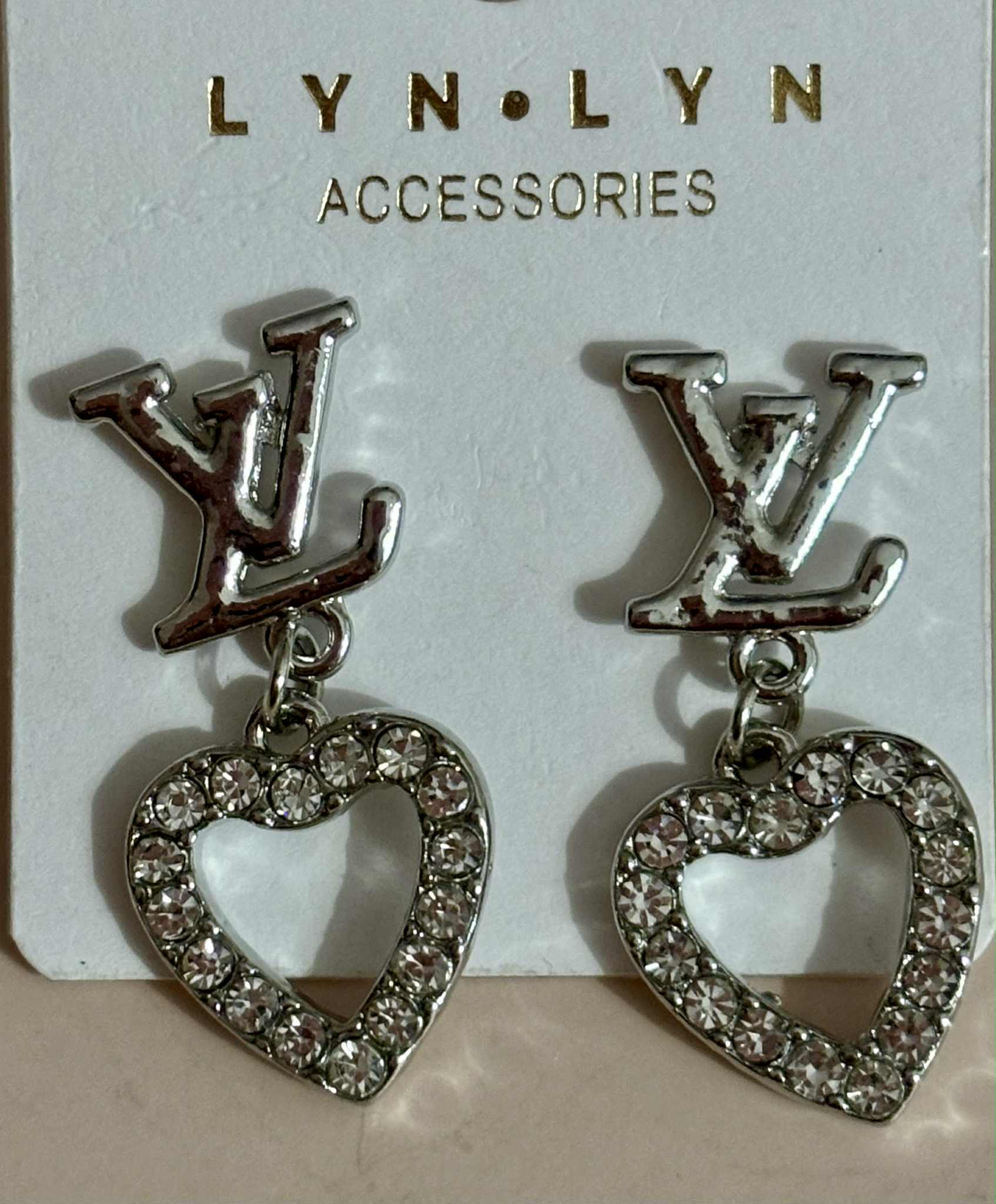 Earrings L dangle heart silver