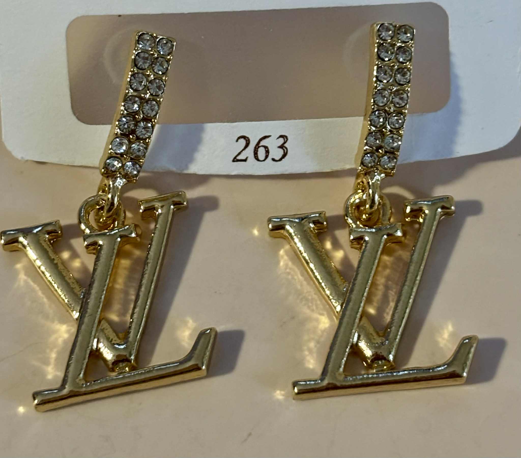 Earrings L hanging bling gold