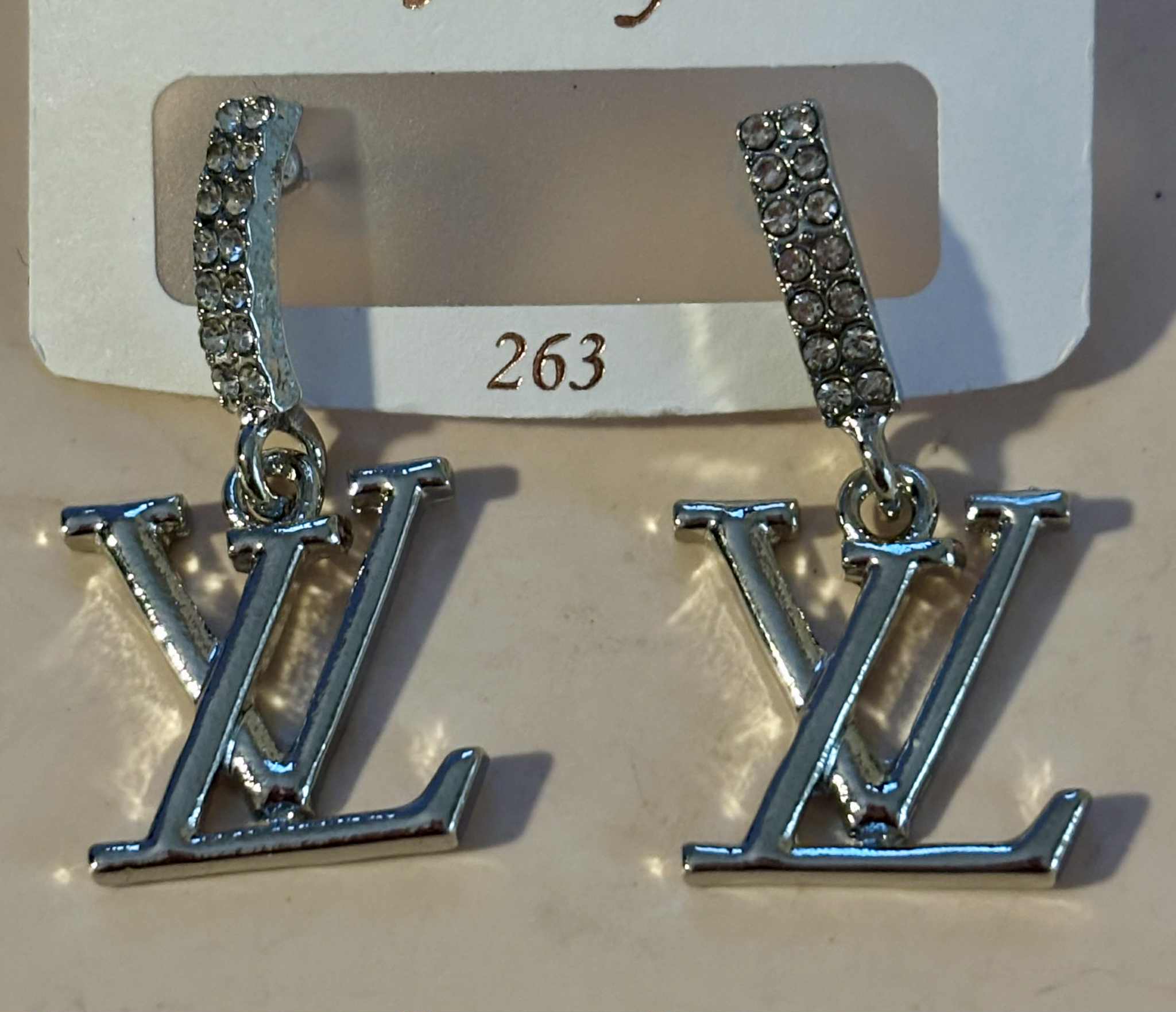 Earrings L hanging bling silver