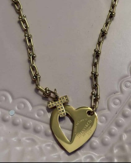 Necklace T heart gold