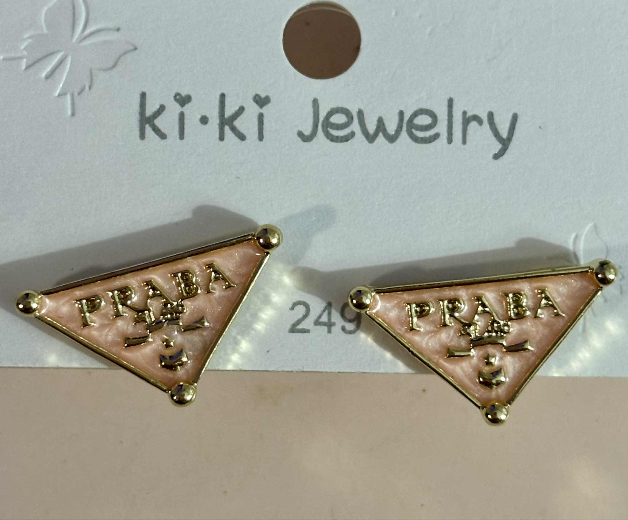 Earrings P tiny pink gold