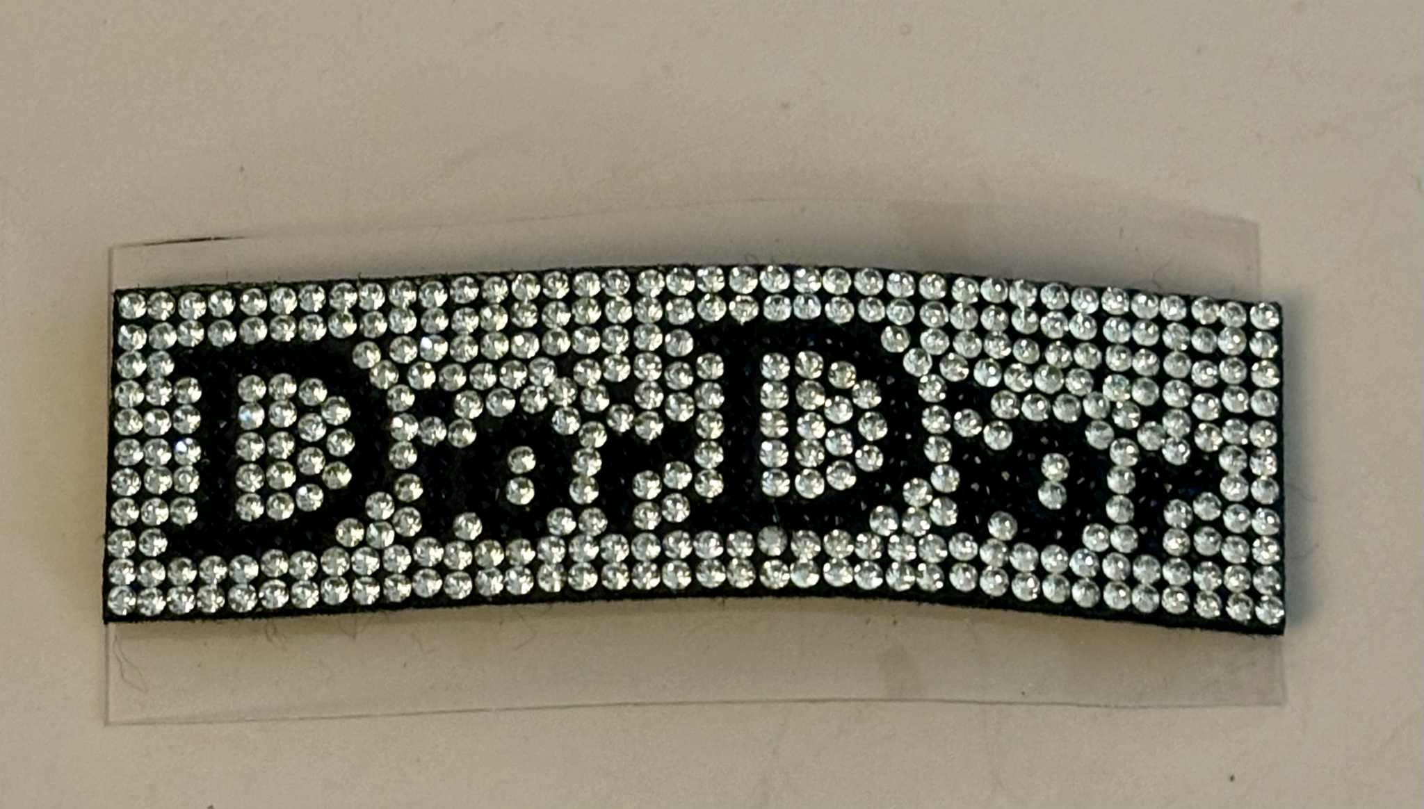 Hair clip D glitter square silver