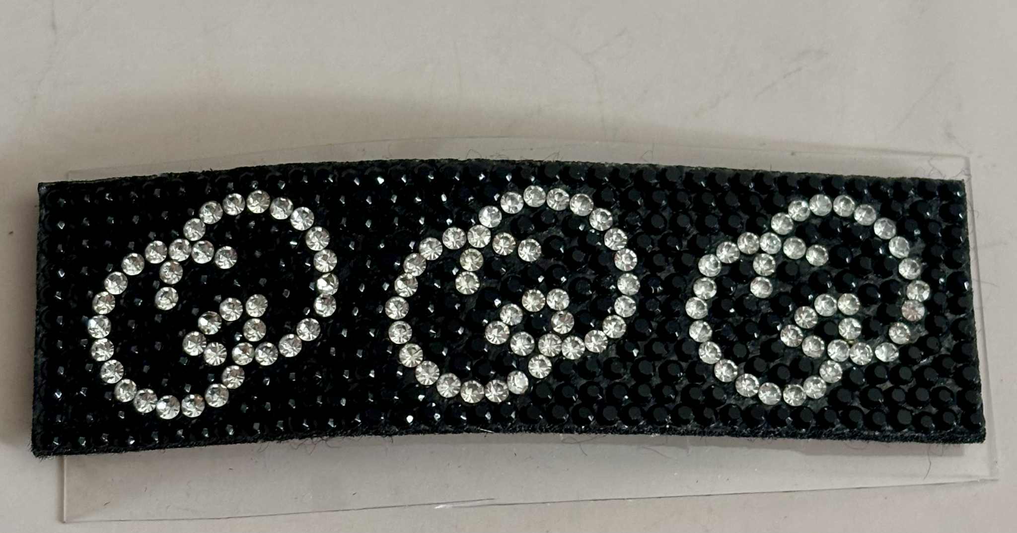 Hair clip G glitter square black