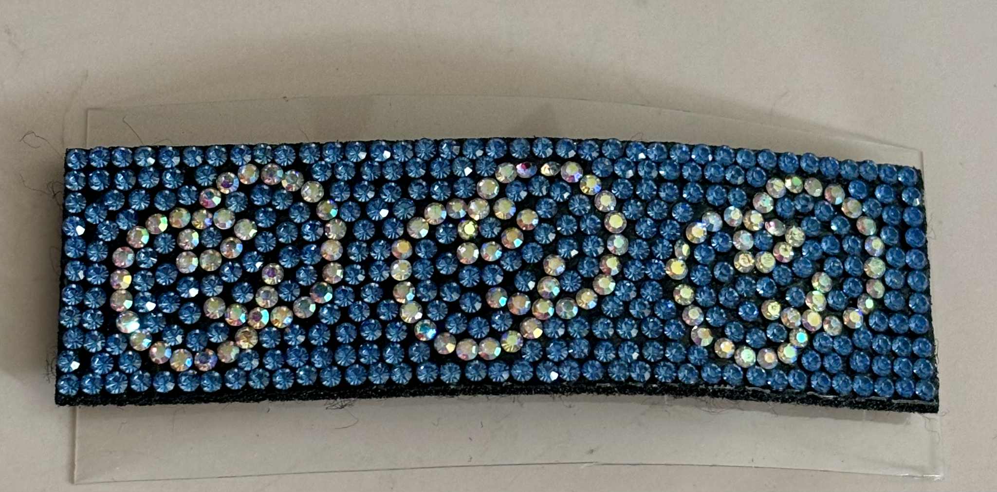 Hair clip G glitter square blue