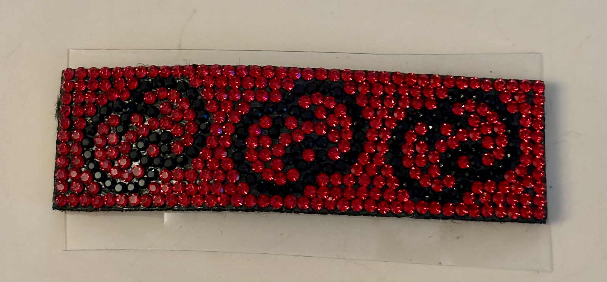 Hair clip G glitter square red