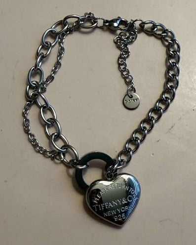 Bracelet T heart silver