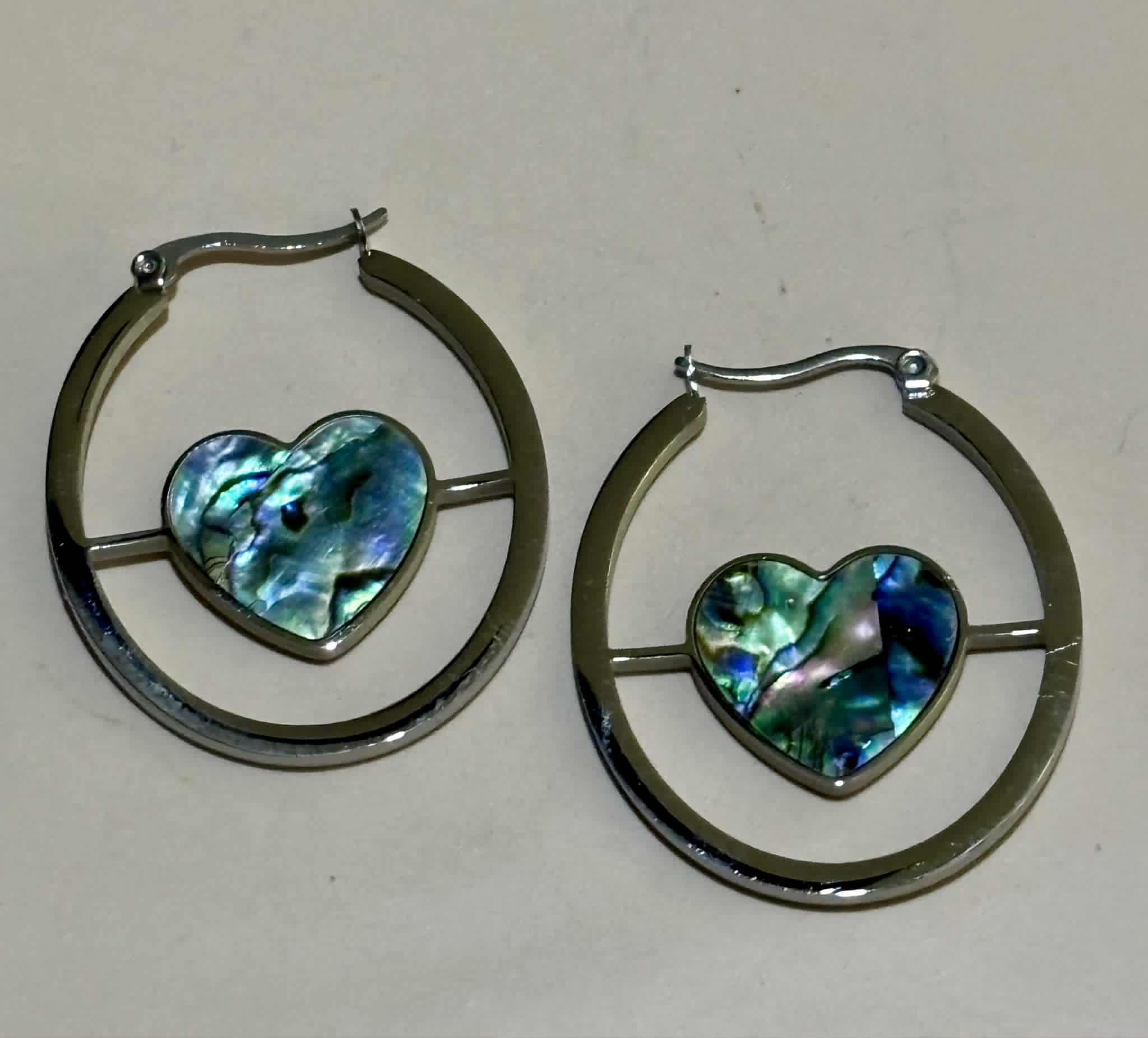 Earrings T oval shell silver