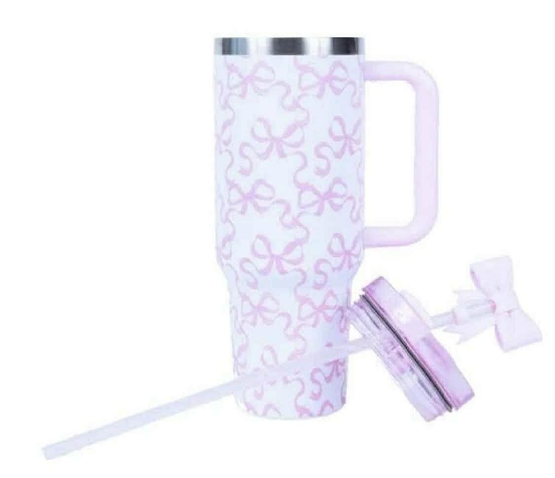 Tumbler 40oz pink bow