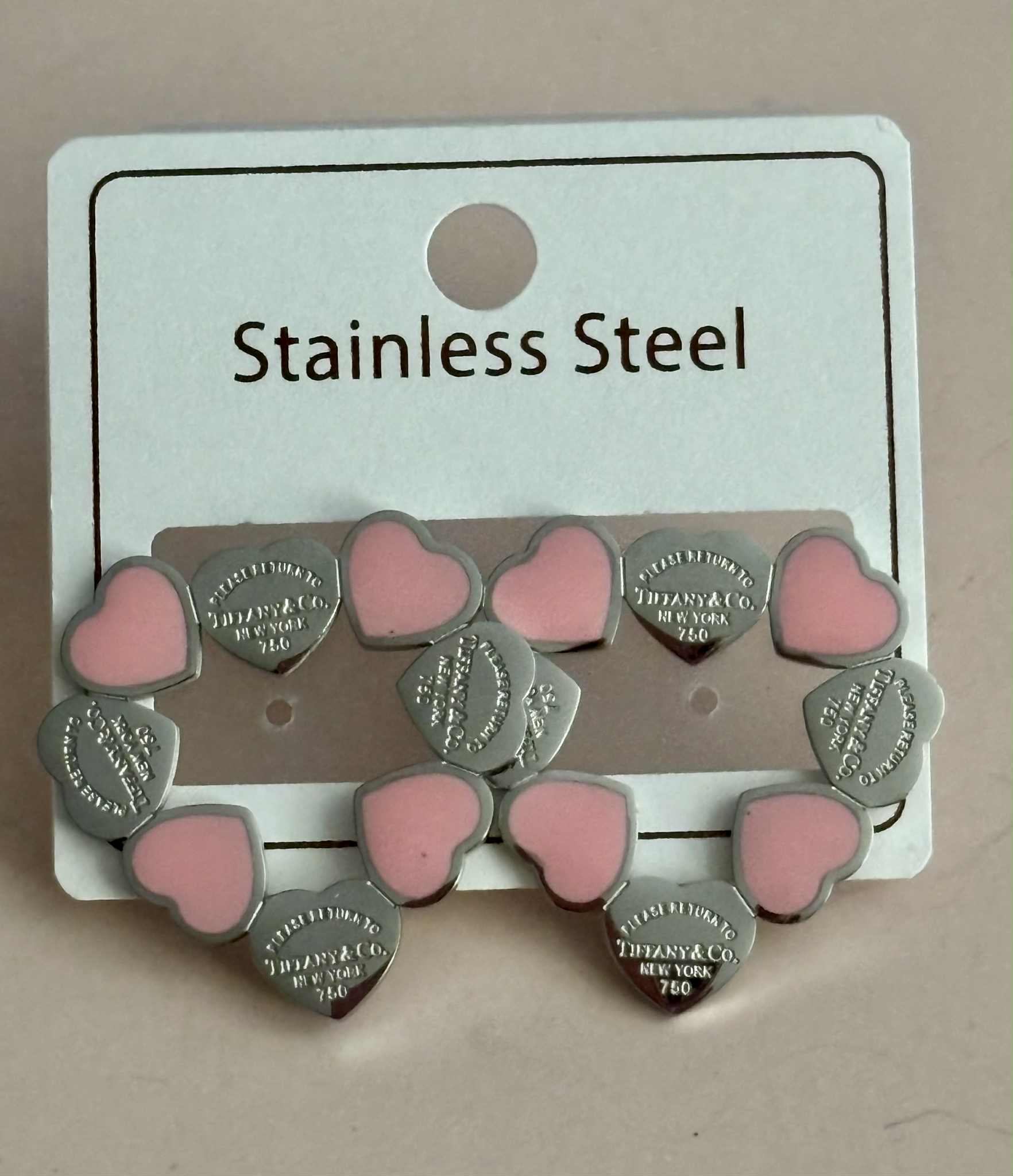 Earrings T wreath pink silver