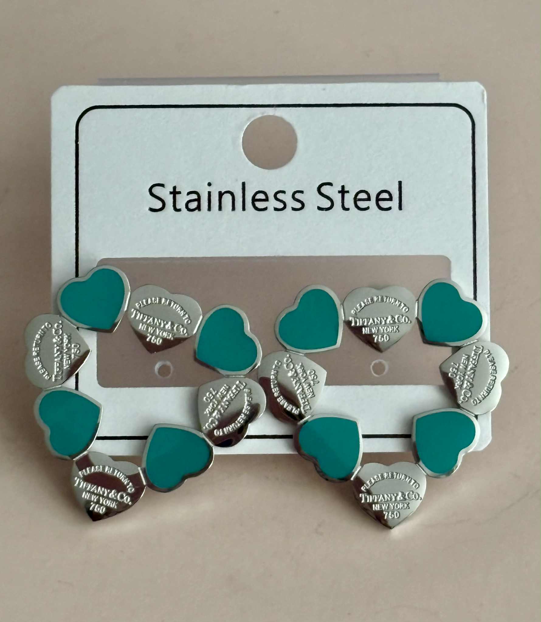 Earrings T wreath teal silver