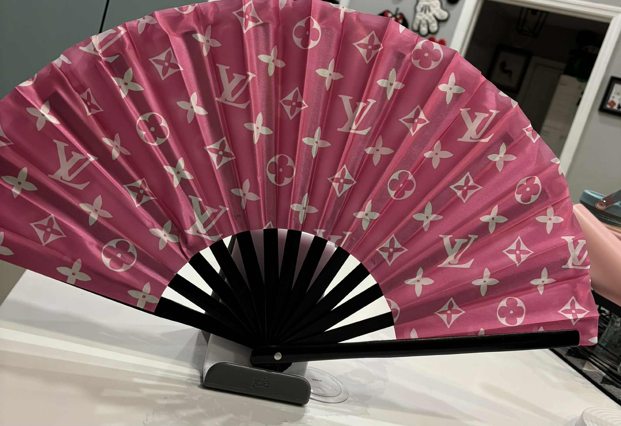 Folding fan L pink